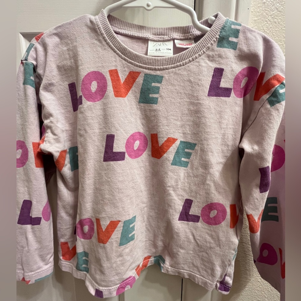 Zara girls long sleeve tee shirt